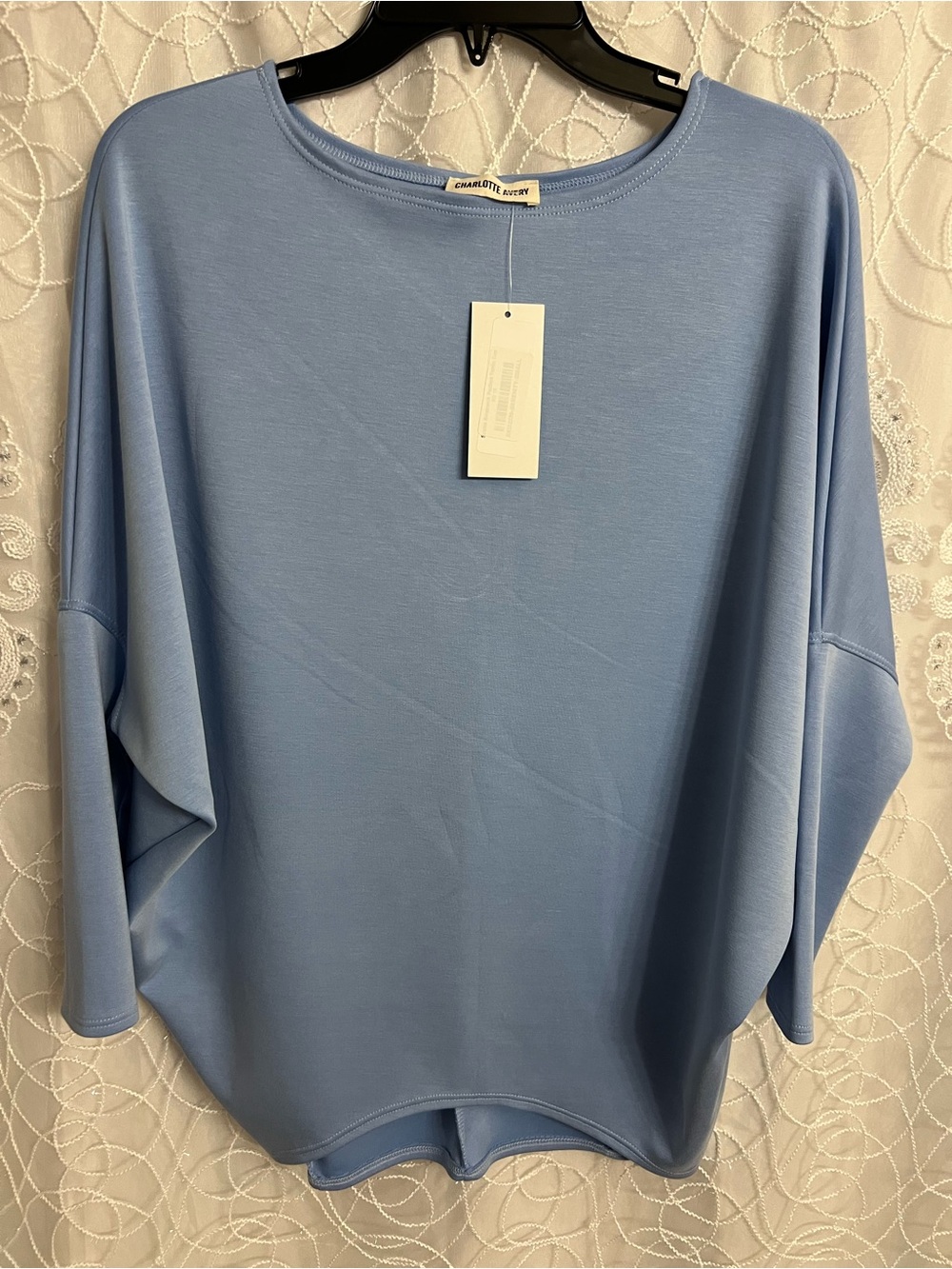Charlotte Avery Light Blue Dolman Sleeve Women's Top